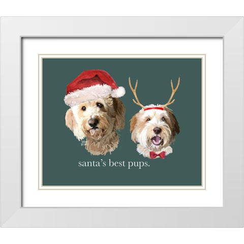 Best Pups White Modern Wood Framed Art Print with Double Matting by Wieners, Valerie