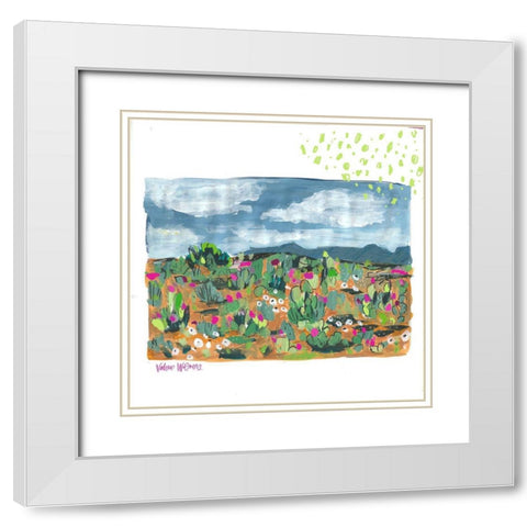 Cactus Landscape White Modern Wood Framed Art Print with Double Matting by Wieners, Valerie