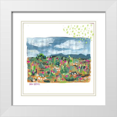 Cactus Landscape White Modern Wood Framed Art Print with Double Matting by Wieners, Valerie