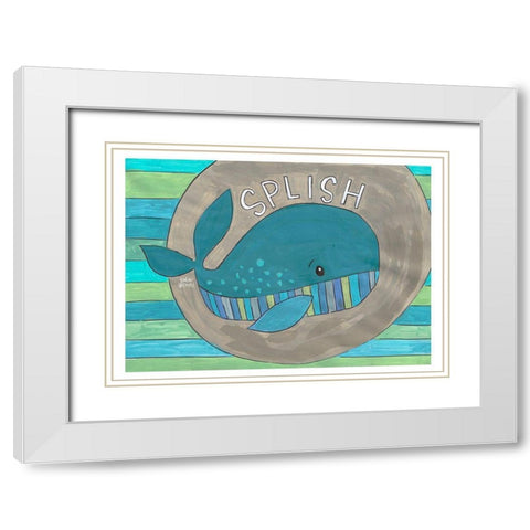 Splish White Modern Wood Framed Art Print with Double Matting by Wieners, Valerie