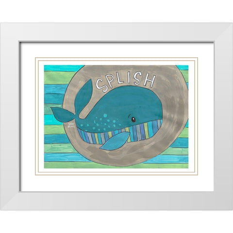 Splish White Modern Wood Framed Art Print with Double Matting by Wieners, Valerie