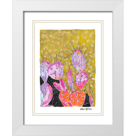 Mustard Cactus White Modern Wood Framed Art Print with Double Matting by Wieners, Valerie