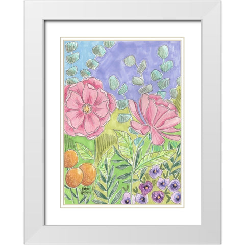 Peony Set I White Modern Wood Framed Art Print with Double Matting by Wieners, Valerie