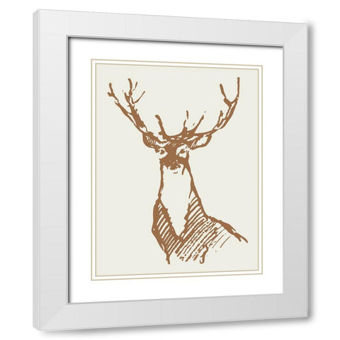 Natural Deer White Modern Wood Framed Art Print with Double Matting by Wieners, Valerie