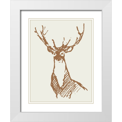 Natural Deer White Modern Wood Framed Art Print with Double Matting by Wieners, Valerie