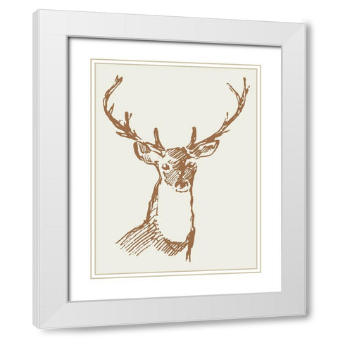 Natural Deer II White Modern Wood Framed Art Print with Double Matting by Wieners, Valerie