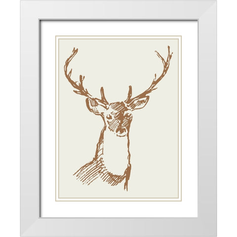 Natural Deer II White Modern Wood Framed Art Print with Double Matting by Wieners, Valerie