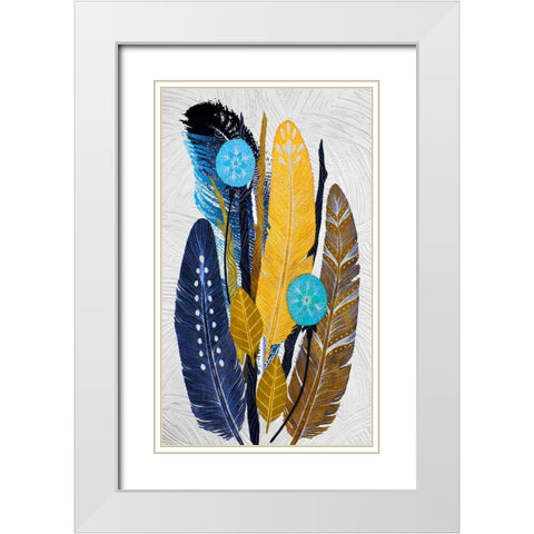 Earth Feathers White Modern Wood Framed Art Print with Double Matting by Burney, Yvonne Coleman