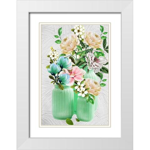 Blooming White Modern Wood Framed Art Print with Double Matting by Burney, Yvonne Coleman