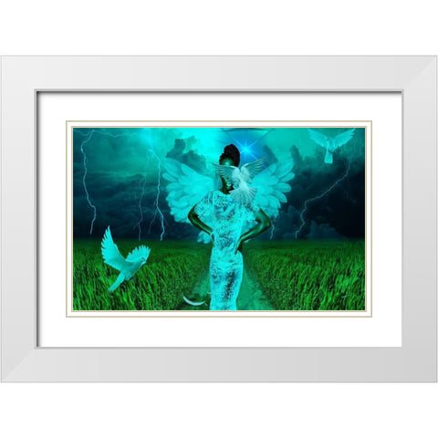 Angel of the Storm White Modern Wood Framed Art Print with Double Matting by Burney, Yvonne Coleman