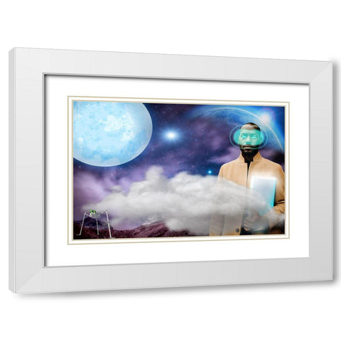 Techno Man White Modern Wood Framed Art Print with Double Matting by Burney, Yvonne Coleman
