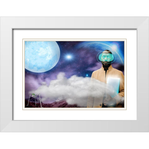 Techno Man White Modern Wood Framed Art Print with Double Matting by Burney, Yvonne Coleman