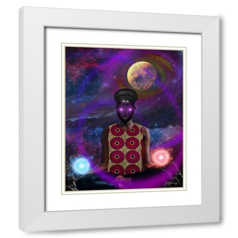 Meditation White Modern Wood Framed Art Print with Double Matting by Burney, Yvonne Coleman