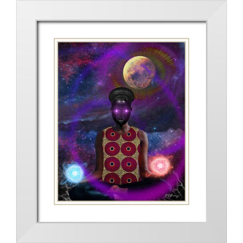 Meditation White Modern Wood Framed Art Print with Double Matting by Burney, Yvonne Coleman