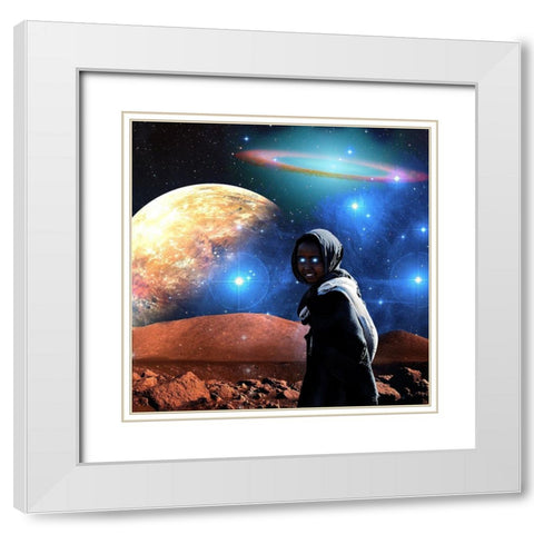 Galaxy Twilight White Modern Wood Framed Art Print with Double Matting by Burney, Yvonne Coleman