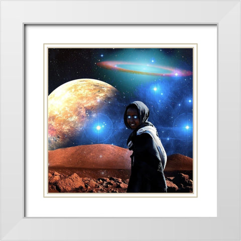 Galaxy Twilight White Modern Wood Framed Art Print with Double Matting by Burney, Yvonne Coleman