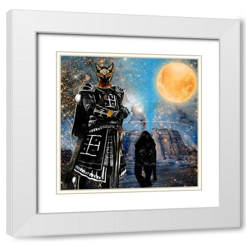 Egyptian Black Knight White Modern Wood Framed Art Print with Double Matting by Burney, Yvonne Coleman