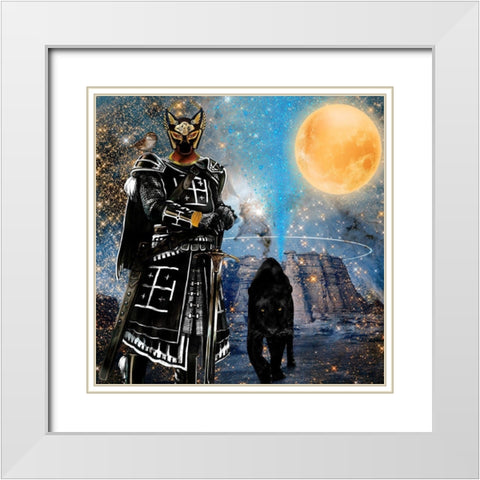 Egyptian Black Knight White Modern Wood Framed Art Print with Double Matting by Burney, Yvonne Coleman