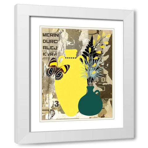 Garden Pots II White Modern Wood Framed Art Print with Double Matting by Burney, Yvonne Coleman