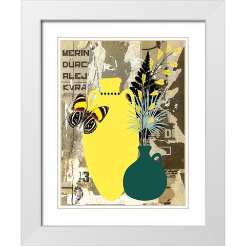 Garden Pots II White Modern Wood Framed Art Print with Double Matting by Burney, Yvonne Coleman
