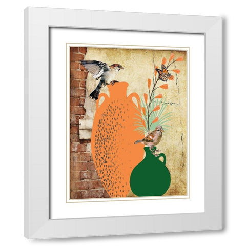 Garden Pots III White Modern Wood Framed Art Print with Double Matting by Burney, Yvonne Coleman