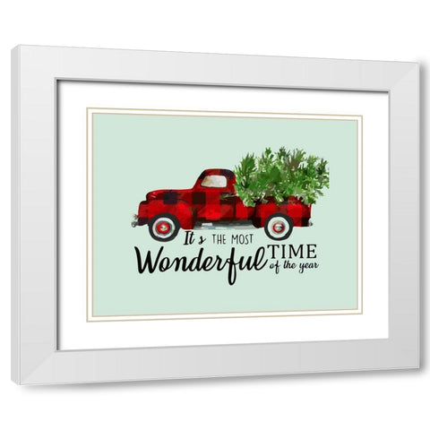 Plaid Truck White Modern Wood Framed Art Print with Double Matting by Burney, Yvonne Coleman