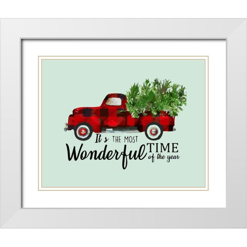 Plaid Truck White Modern Wood Framed Art Print with Double Matting by Burney, Yvonne Coleman