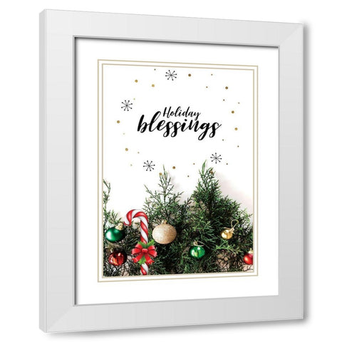 Holiday Blessings White Modern Wood Framed Art Print with Double Matting by Burney, Yvonne Coleman