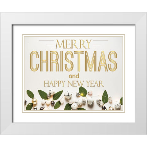Merry Christmas White Modern Wood Framed Art Print with Double Matting by Burney, Yvonne Coleman