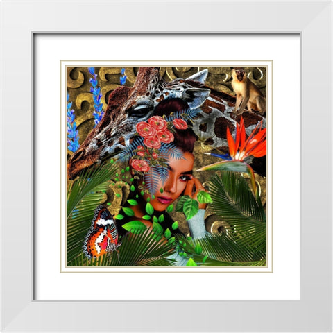 Jungle Boogie Bloom White Modern Wood Framed Art Print with Double Matting by Burney, Yvonne Coleman