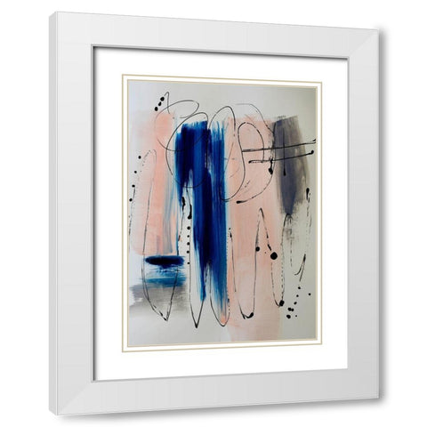 Indigo Blush White Modern Wood Framed Art Print with Double Matting by Burney, Yvonne Coleman