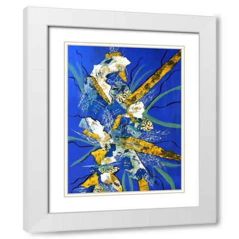 Blue Goose White Modern Wood Framed Art Print with Double Matting by Burney, Yvonne Coleman