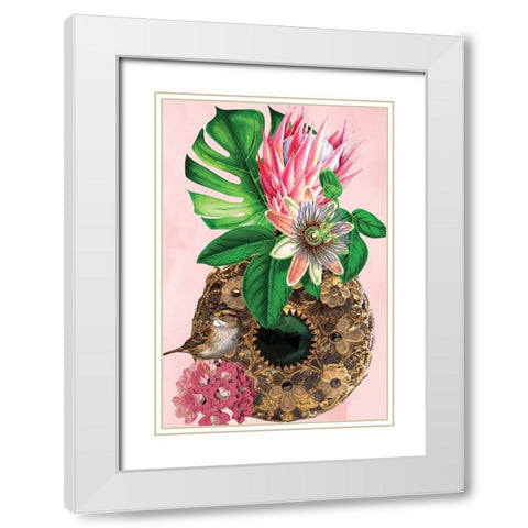 Emerald Blush White Modern Wood Framed Art Print with Double Matting by Burney, Yvonne Coleman