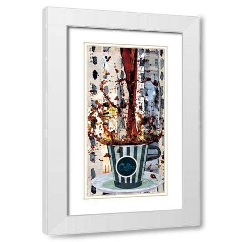 Cup of Coffee White Modern Wood Framed Art Print with Double Matting by Burney, Yvonne Coleman