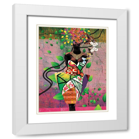 Spring Flower White Modern Wood Framed Art Print with Double Matting by Burney, Yvonne Coleman