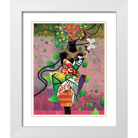 Spring Flower White Modern Wood Framed Art Print with Double Matting by Burney, Yvonne Coleman