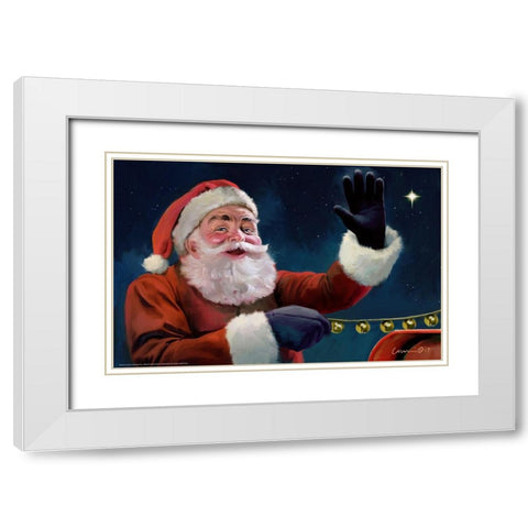 Santas On His Way White Modern Wood Framed Art Print with Double Matting by Yellow Cafe