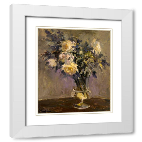 Evening Vase White Modern Wood Framed Art Print with Double Matting by Yellow Cafe