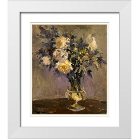 Evening Vase White Modern Wood Framed Art Print with Double Matting by Yellow Cafe