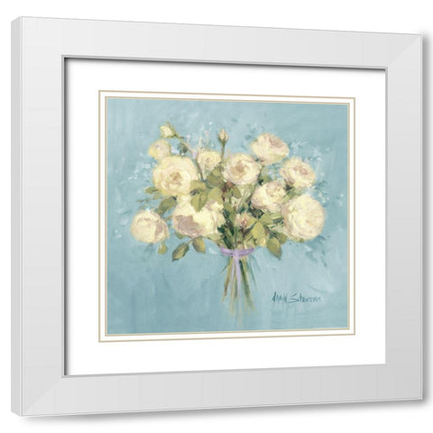 Rose Bouquet II White Modern Wood Framed Art Print with Double Matting by Yellow Cafe