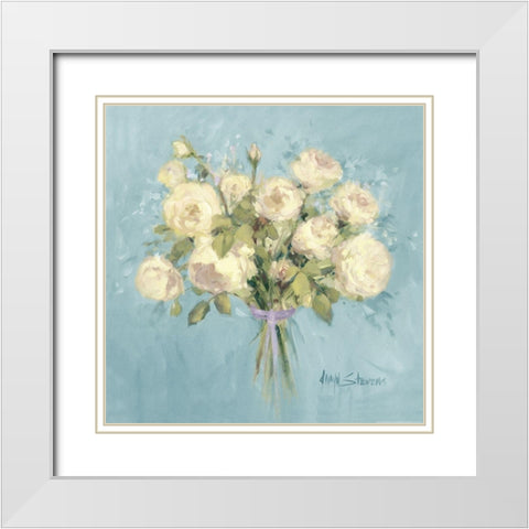 Rose Bouquet II White Modern Wood Framed Art Print with Double Matting by Yellow Cafe