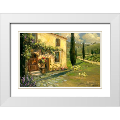 Tuscan Spring White Modern Wood Framed Art Print with Double Matting by Yellow Cafe