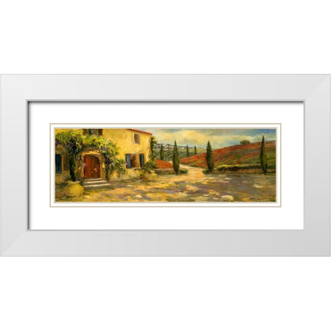 Tuscan Fields White Modern Wood Framed Art Print with Double Matting by Yellow Cafe