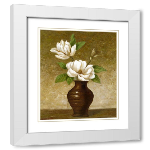 Flowering Magnolia White Modern Wood Framed Art Print with Double Matting by Yellow Cafe