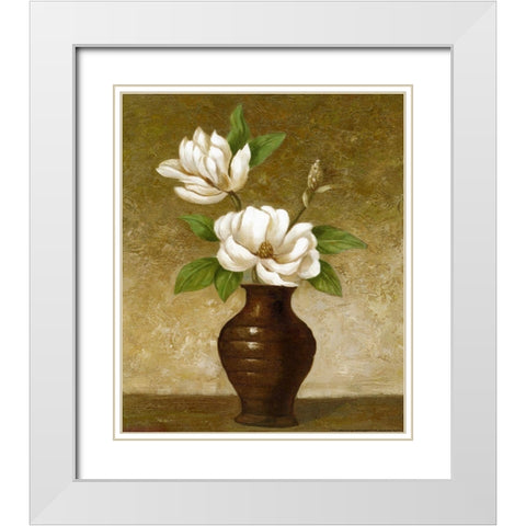 Flowering Magnolia White Modern Wood Framed Art Print with Double Matting by Yellow Cafe