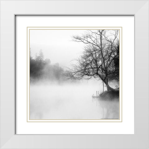 Fog on the Lake White Modern Wood Framed Art Print with Double Matting by Yellow Cafe