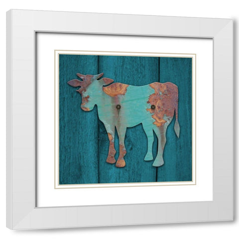 Rooster White Modern Wood Framed Art Print with Double Matting by Yellow Cafe