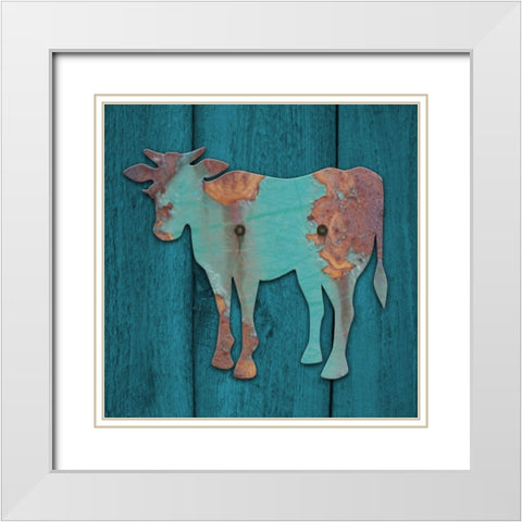 Rooster White Modern Wood Framed Art Print with Double Matting by Yellow Cafe