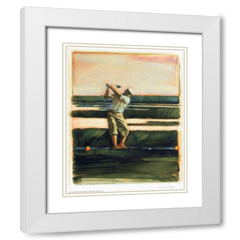 Golfer White Modern Wood Framed Art Print with Double Matting by Yellow Cafe