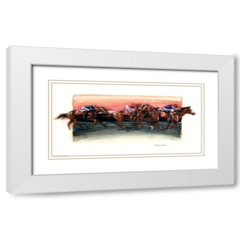 Horse Race White Modern Wood Framed Art Print with Double Matting by Yellow Cafe